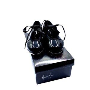Little Girls Black Tyette Tap Shoes Toddler 6.5 Dance Recital Patent Leather